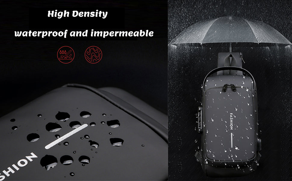 Fashion Men Sling Bag Pack with Lock Waterproof -Theft Chest Bag with USB Charging Port Shoulder Bag Body Backpack