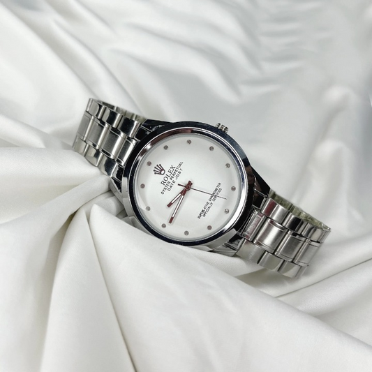 Rolex Men’s Formal Quartz Wrist Watch With Stainless Steel Chain