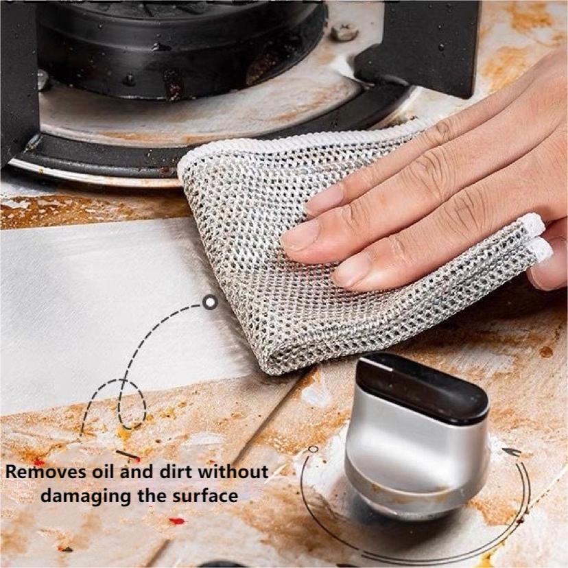 Pack Of 4 Multipurpose Wire Dish Cloths – Durable Metal Wire Scrubbers For Cleaning Dishes, Pots, Pans & Kitchen Utensils, Rust-resistant & Long-lasting Cleaning Pads