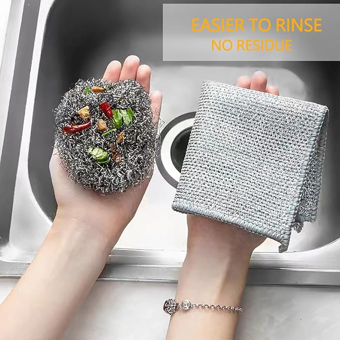 Pack Of 4 Multipurpose Wire Dish Cloths – Durable Metal Wire Scrubbers For Cleaning Dishes, Pots, Pans & Kitchen Utensils, Rust-resistant & Long-lasting Cleaning Pads