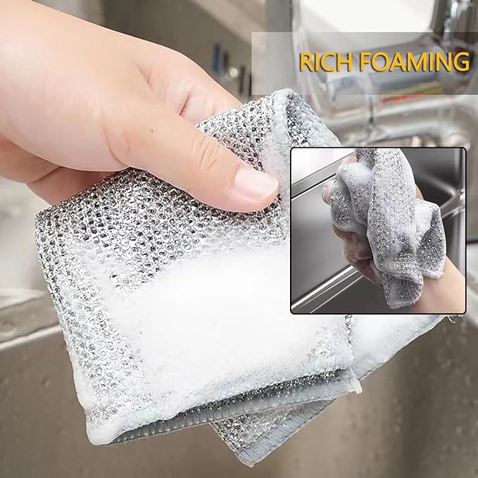 Pack Of 4 Multipurpose Wire Dish Cloths – Durable Metal Wire Scrubbers For Cleaning Dishes, Pots, Pans & Kitchen Utensils, Rust-resistant & Long-lasting Cleaning Pads