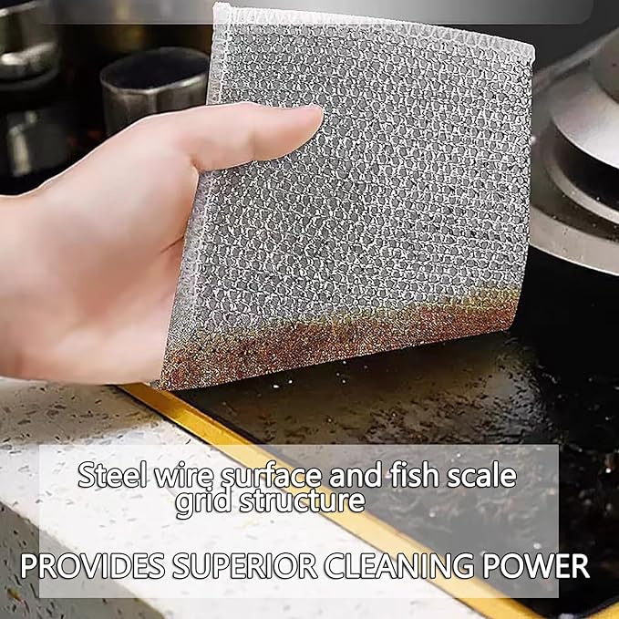 Pack Of 4 Multipurpose Wire Dish Cloths – Durable Metal Wire Scrubbers For Cleaning Dishes, Pots, Pans & Kitchen Utensils, Rust-resistant & Long-lasting Cleaning Pads