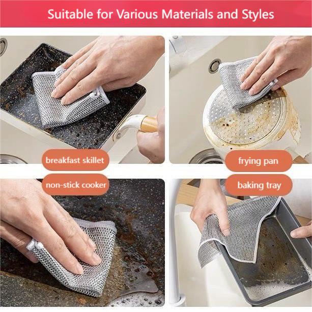 Pack Of 4 Multipurpose Wire Dish Cloths – Durable Metal Wire Scrubbers For Cleaning Dishes, Pots, Pans & Kitchen Utensils, Rust-resistant & Long-lasting Cleaning Pads