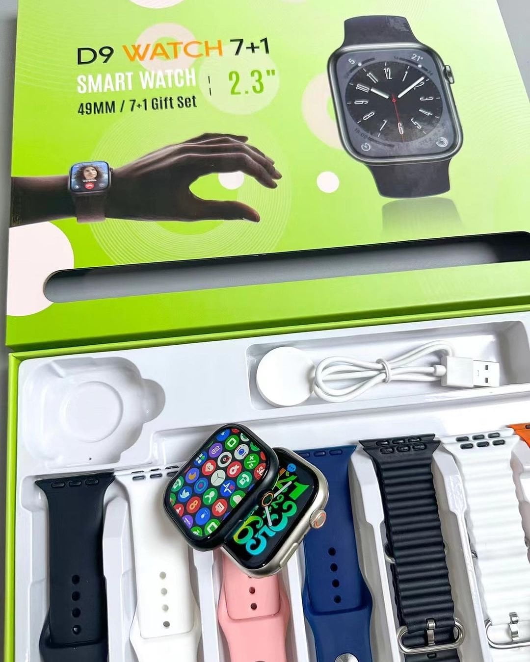 D9 Ultra Smart Watch Series 9 – 2.09″ Display With 7 Straps | Bluetooth Calling | 7 Straps | Fitness & Sports Smartwatch For Android & Iphone